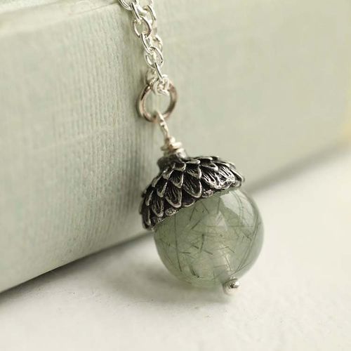 Halsband – Ekollon, salviagrön agat