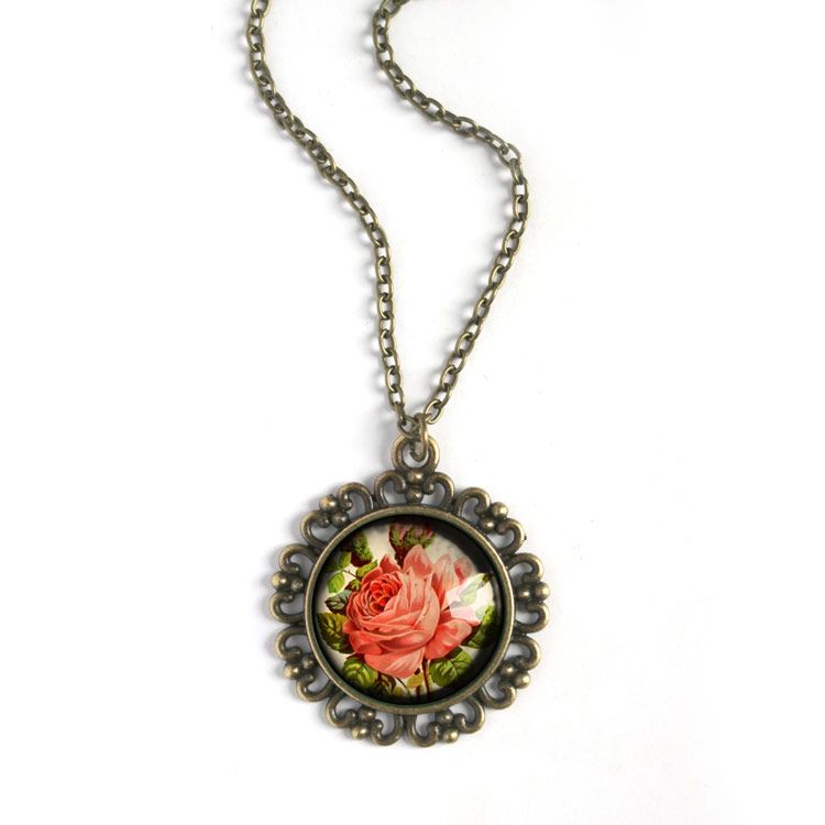 Halsband, ornamenterad berlock – Victoriansk ros