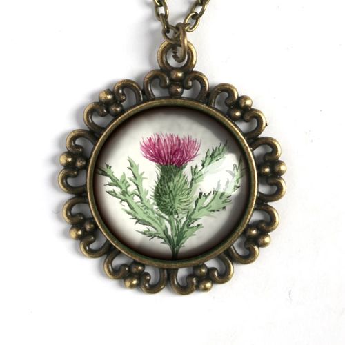 Halsband, ornamenterad berlock – Skotsk tistel