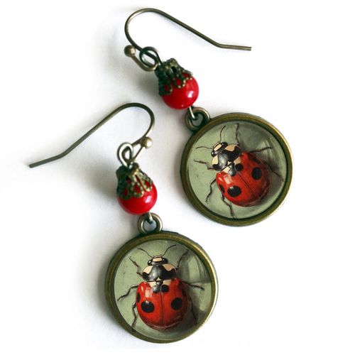 Örhängen, krok – Nyckelpiga