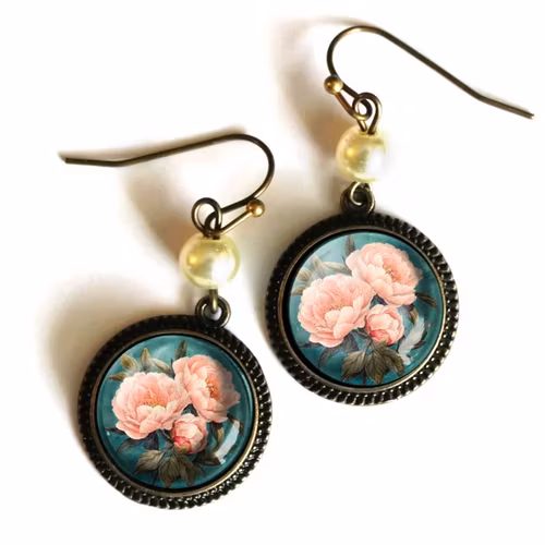 Örhängen, krok – Rosa Pion