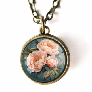 Halsband, dubbelsidig berlock – Rosa Pion