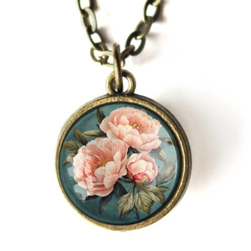 Halsband, dubbelsidig berlock – Rosa Pion