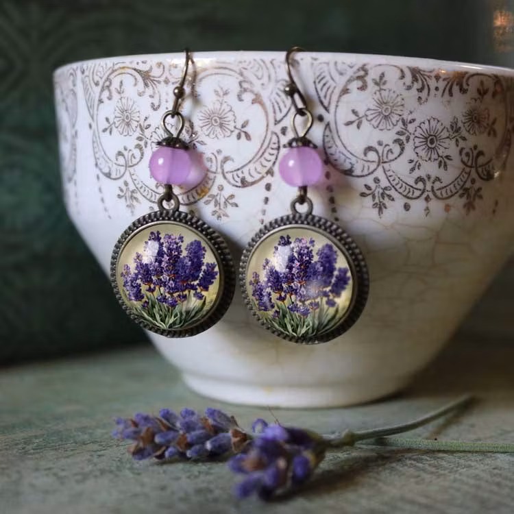 Örhängen, krok – Lavendel