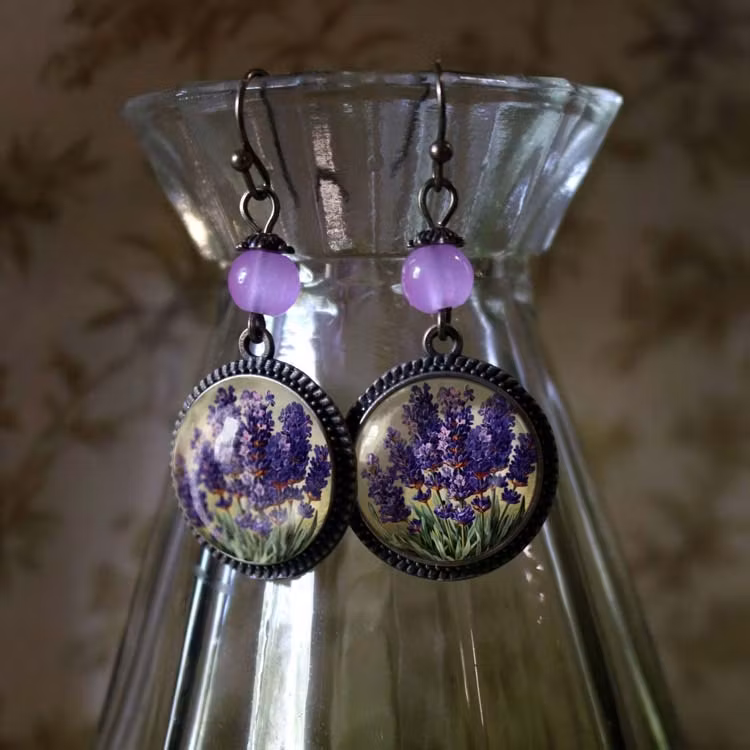 Örhängen, krok – Lavendel