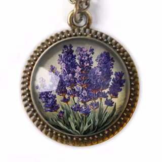 Halsband, stor berlock – Lavendel