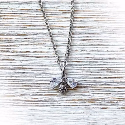 Halsband – Kristallbi, silver
