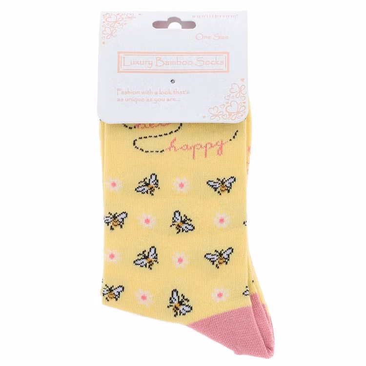 Strumpor, bambu – Bee happy, citron