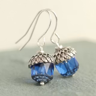 Örhängen – Safirblå ekollon, krok