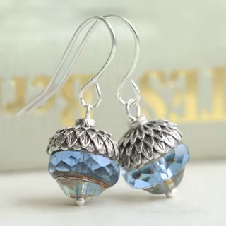 Örhängen – Himmelsblå ekollon, krok