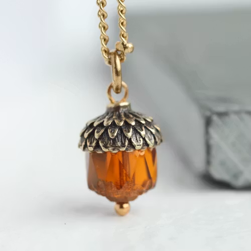 Halsband – Bränd orange ekollon