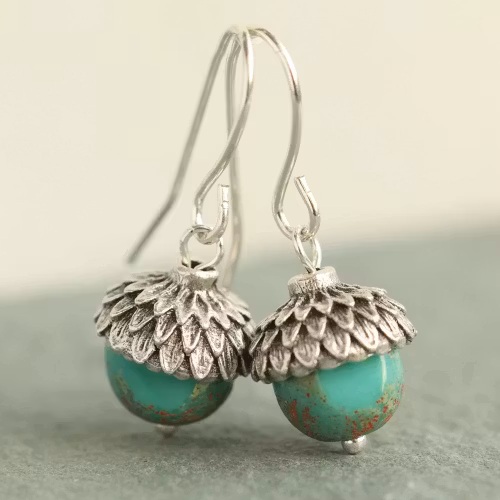 Örhängen – Turkost ekollon, krok