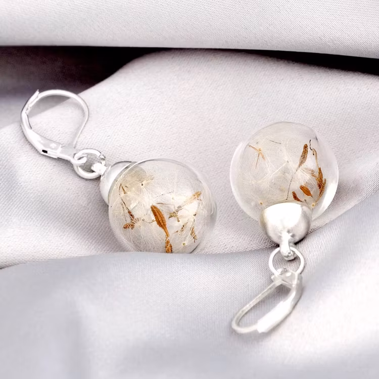 Örhängen – Maskrosfrön i glaskula