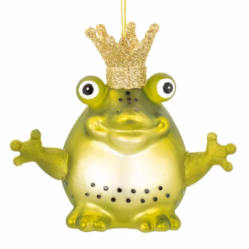 Julgransprydnad – Grodprins med glittrande krona