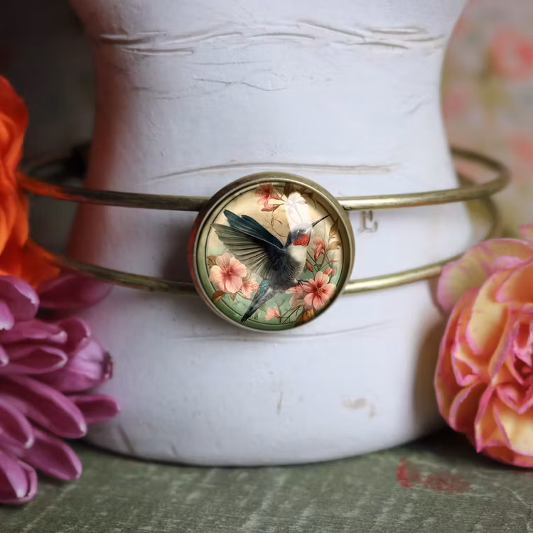 Manschettarmband – Kolibri, Art Nouveau