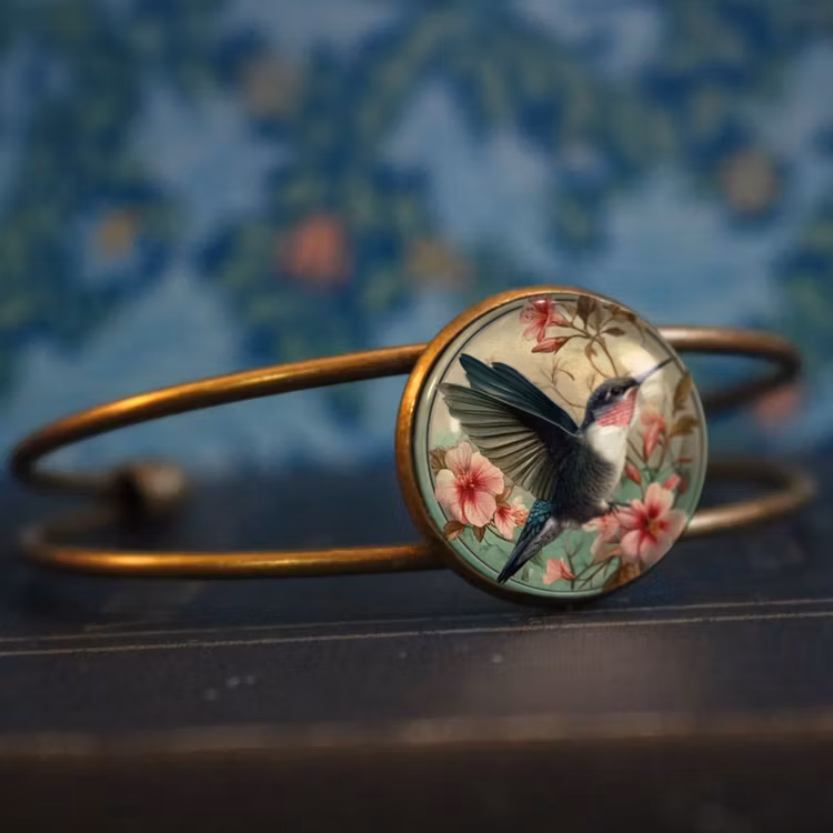 Manschettarmband – Kolibri, Art Nouveau