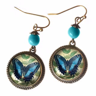 Örhängen, krok – Fjäril, Blue Swallowtail