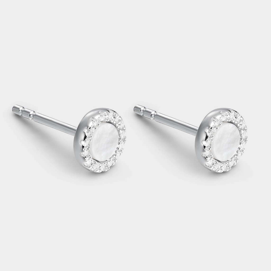 Örhängen – Cirkel i pärlemor och kubisk zirkonia, liten