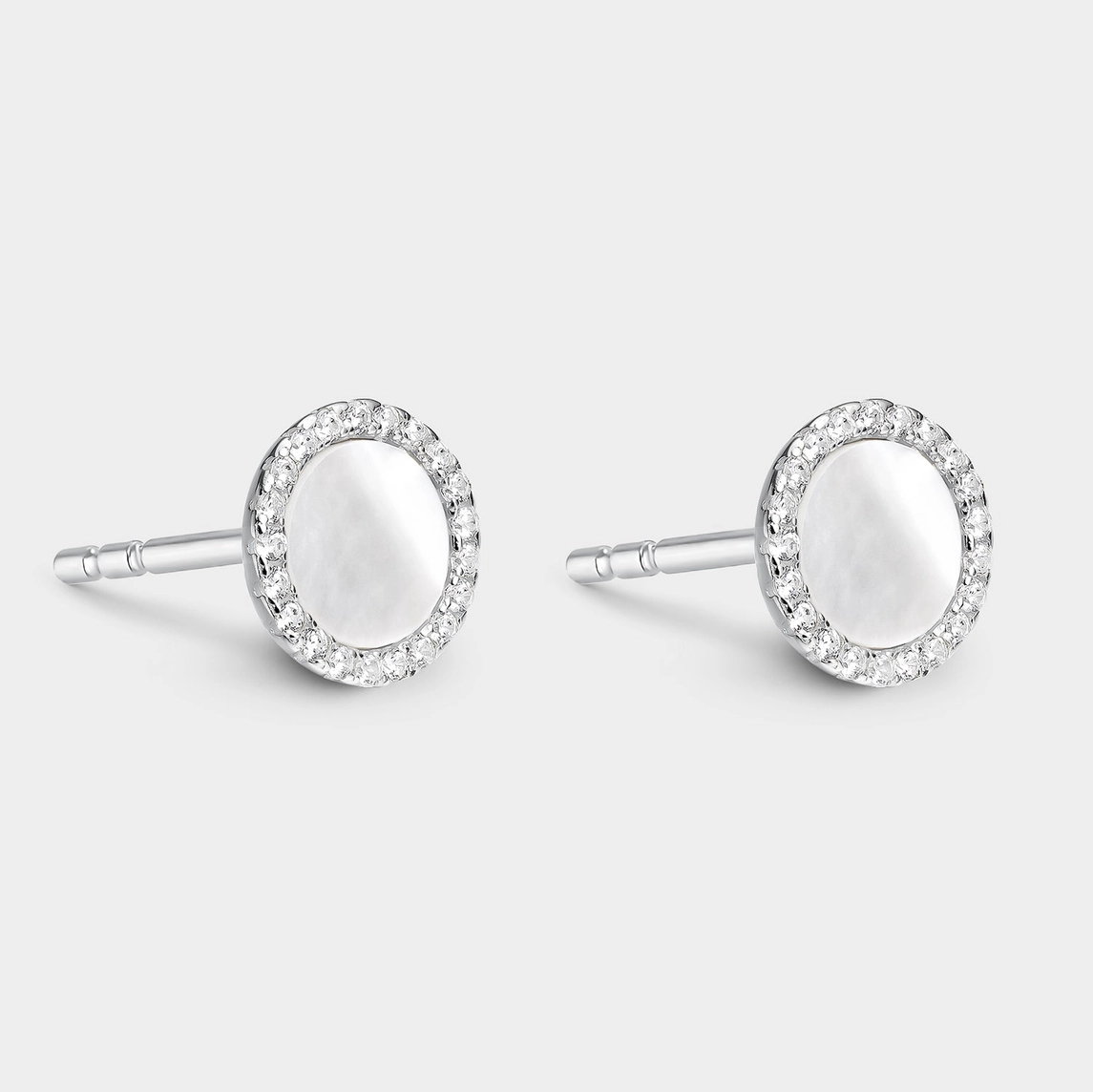 Örhängen – Cirkel i pärlemor och kubisk zirkonia