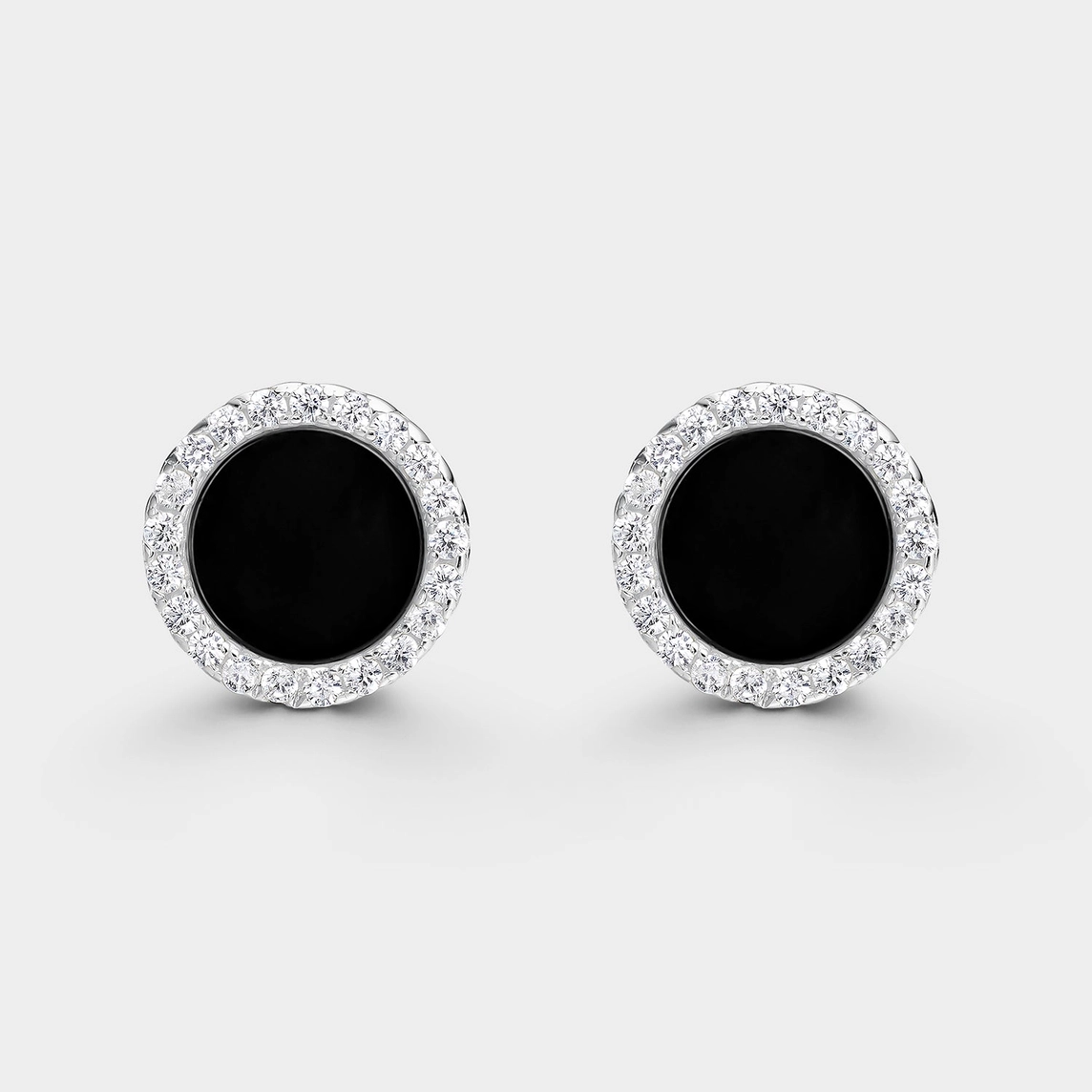 Örhängen – Cirkel i onyx och kubisk zirkonia