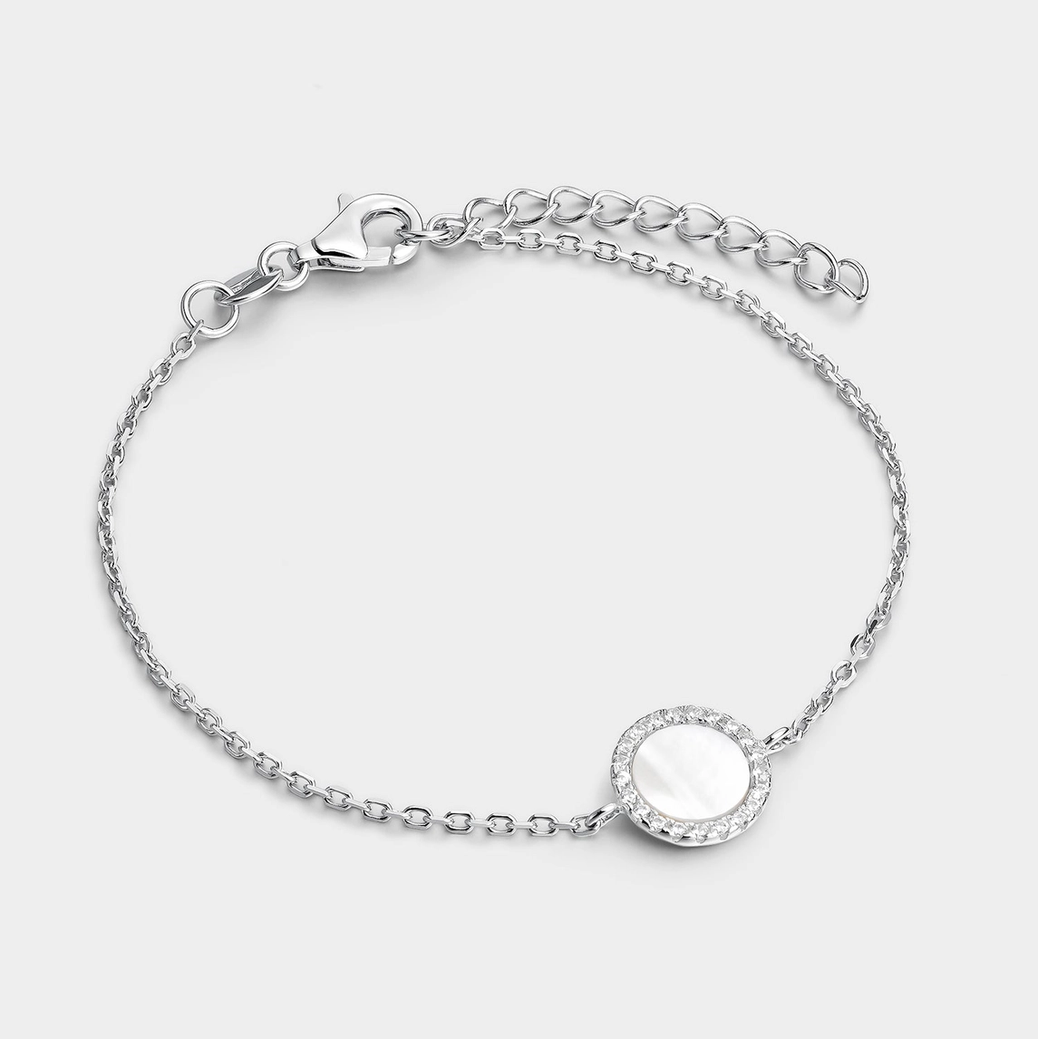 Armband – Cirkel i pärlemor och kubisk zirkonia