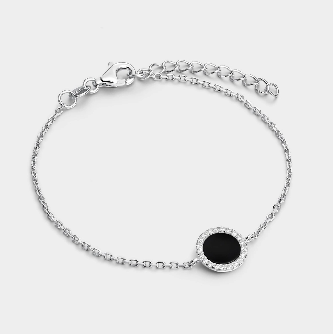 Armband – Cirkel i onyx och kubisk zirkonia