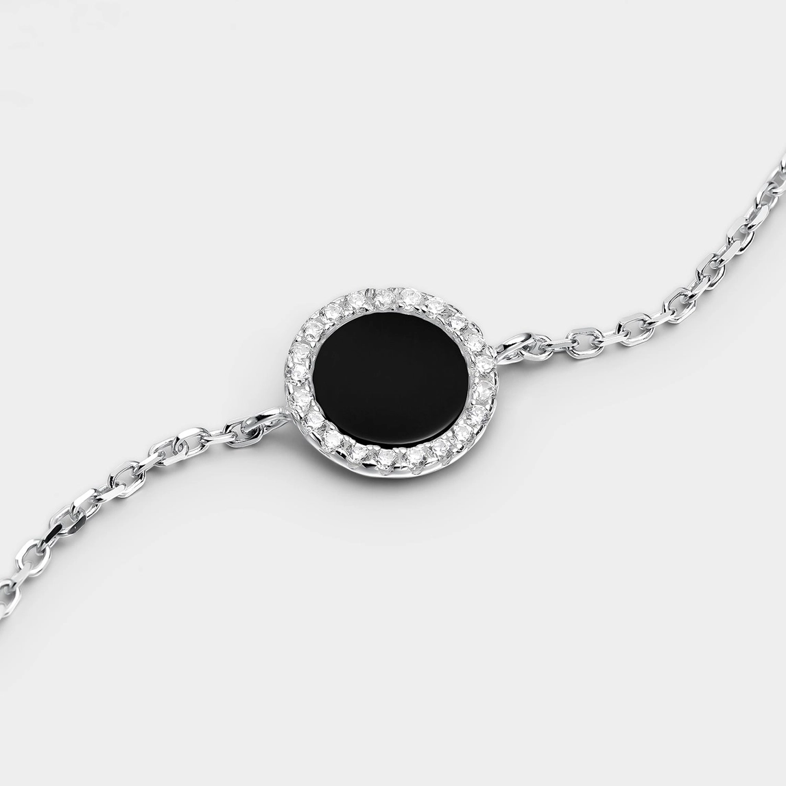 Armband – Cirkel i onyx och kubisk zirkonia