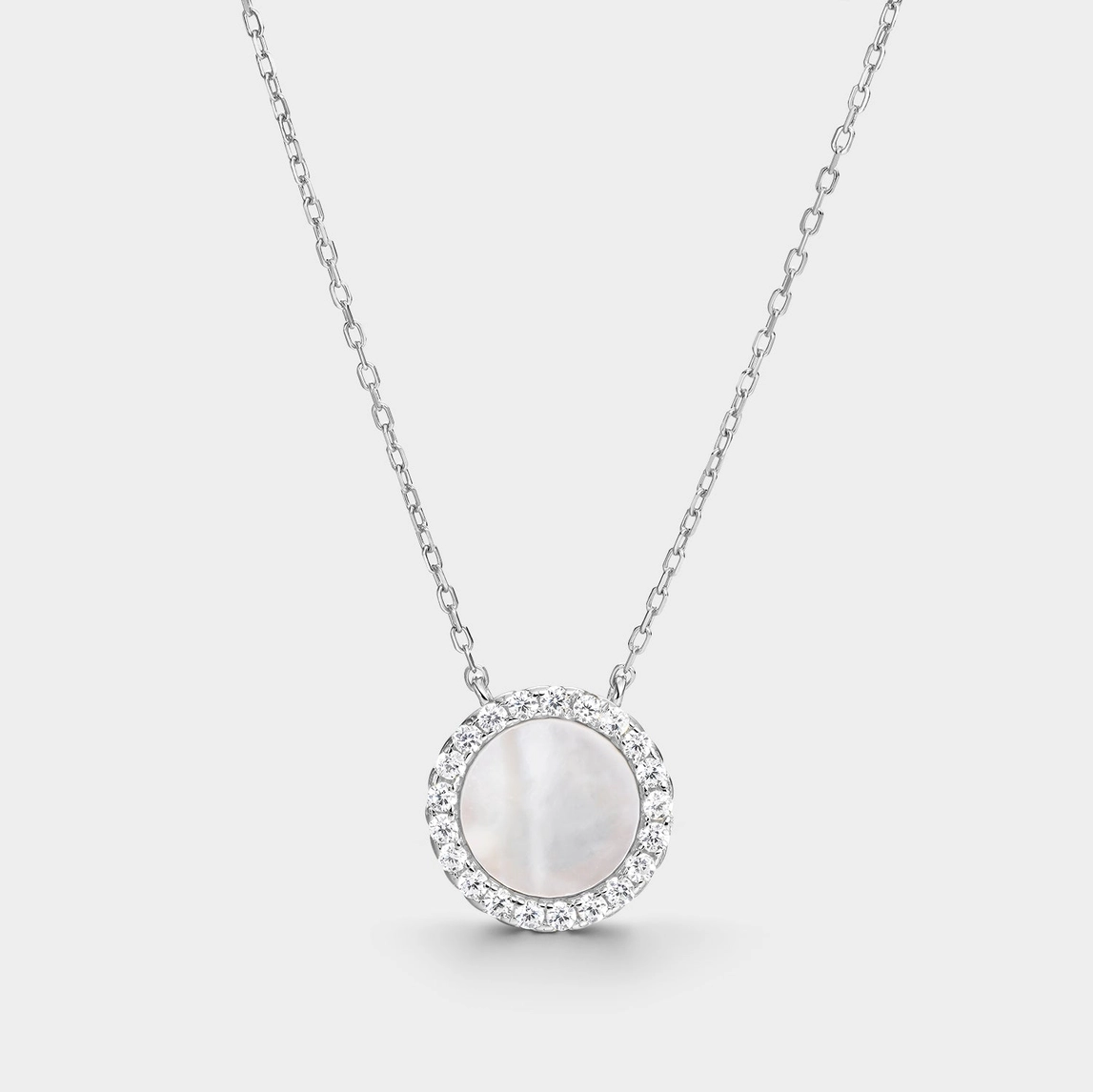 Halsband – Cirkel i pärlemor och kubisk zirkonia