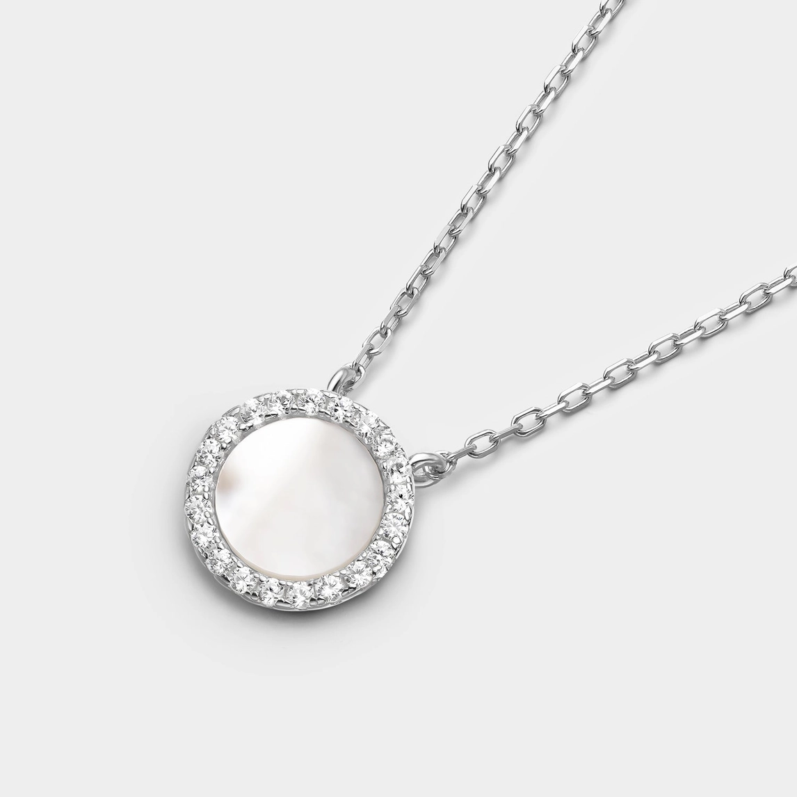 Halsband – Cirkel i pärlemor och kubisk zirkonia