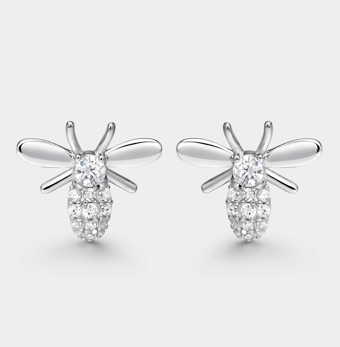 Örhängen – Bi i silver med kubisk zirkonia