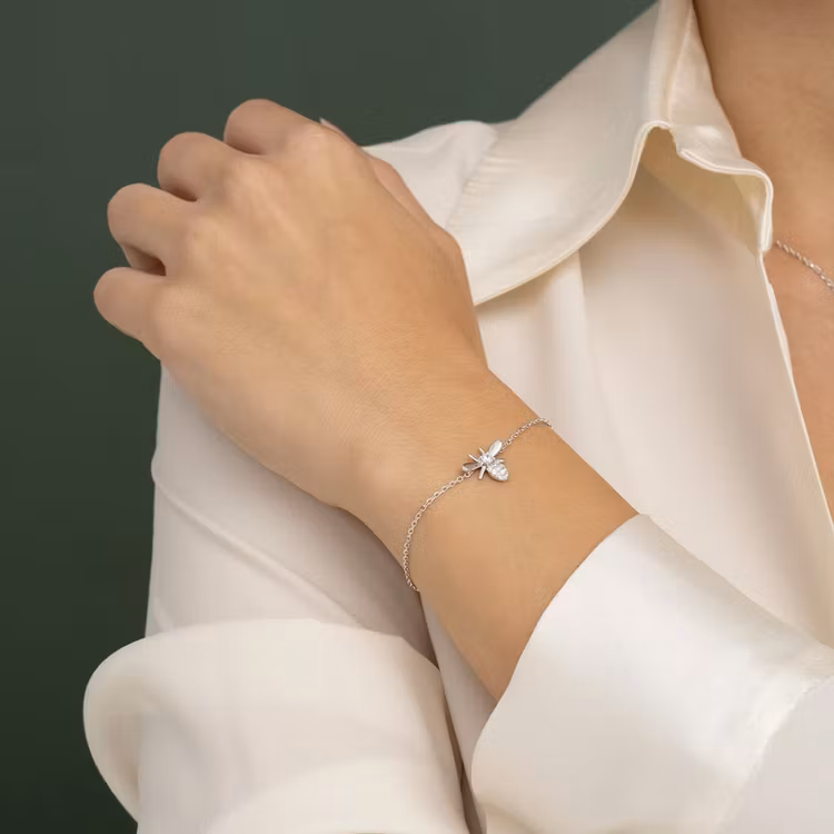 Armband – Bi i silver med kubisk zirkonia