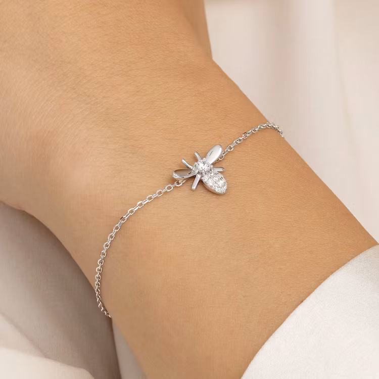 Armband – Bi i silver med kubisk zirkonia