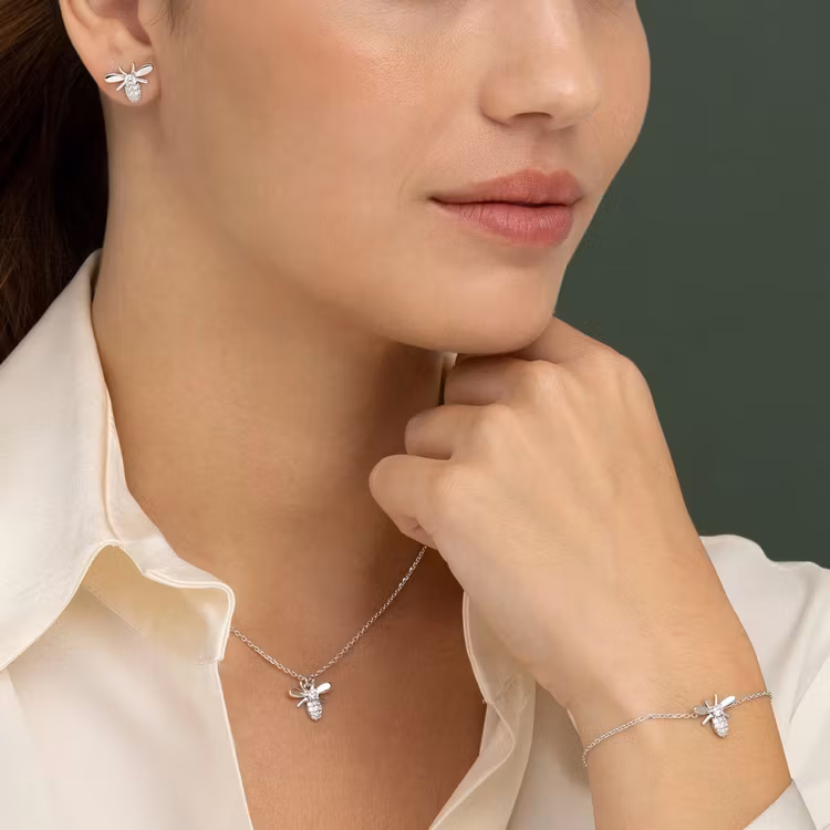 Armband – Bi i silver med kubisk zirkonia