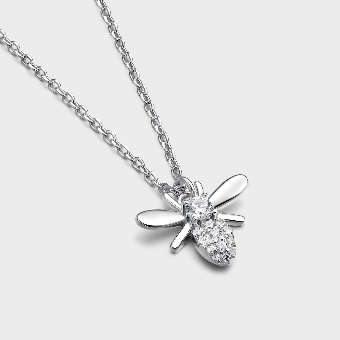 Halsband – Bi i silver med kubisk zirkonia