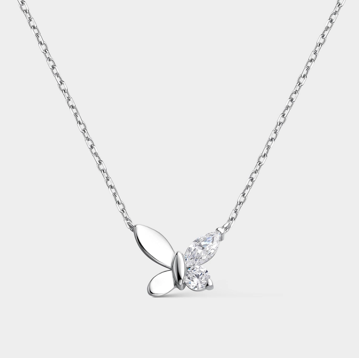 Halsband – Fjäril i silver med kubisk zirkonia
