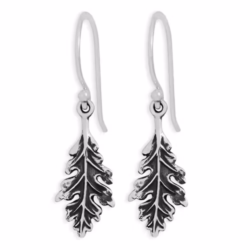 Örhängen – Ekblad på krok, silver