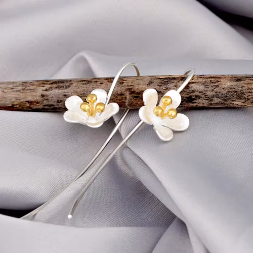 Örhängen – Buttercup i silver & guld, lång