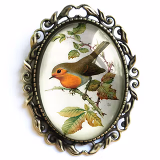 Brosch, stor oval – Rödhake