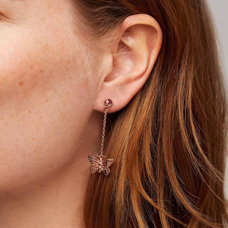 Örhängen – Sparkle Butterfly drop, roséguld