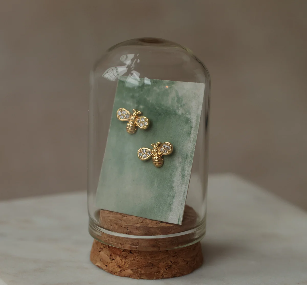 Örhängen – Bi med kristaller, guldpläterad