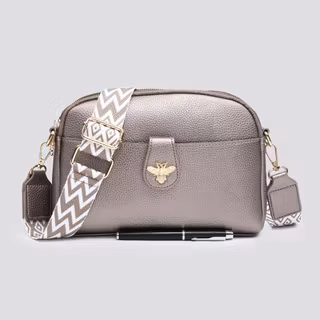 Axelväska – Double Zip Bee, metallisk mullvad