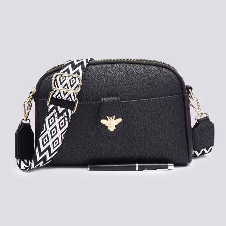 Axelväska – Double Zip Bee, svart