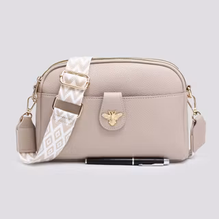 Axelväska – Double Zip Bee, ljus puderaprikos