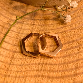 Örhängen – Hexagonal Hoops, roséguld
