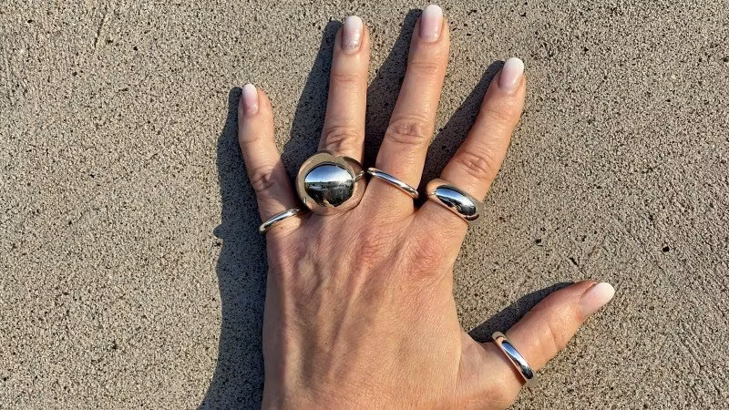 Mix plain silver rings
