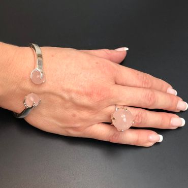Armband CLAW med Rosenkvarts