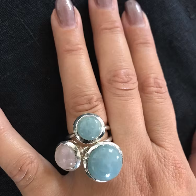 Silverringar med naturliga stenar, mixa och matcha. Silver rings with natural stones, mix and match.