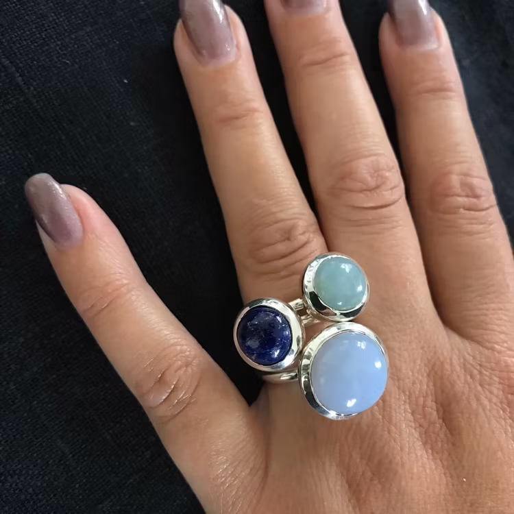 Silverringar med naturliga stenar, mixa och matcha. Silver rings with natural stones, mix and match.