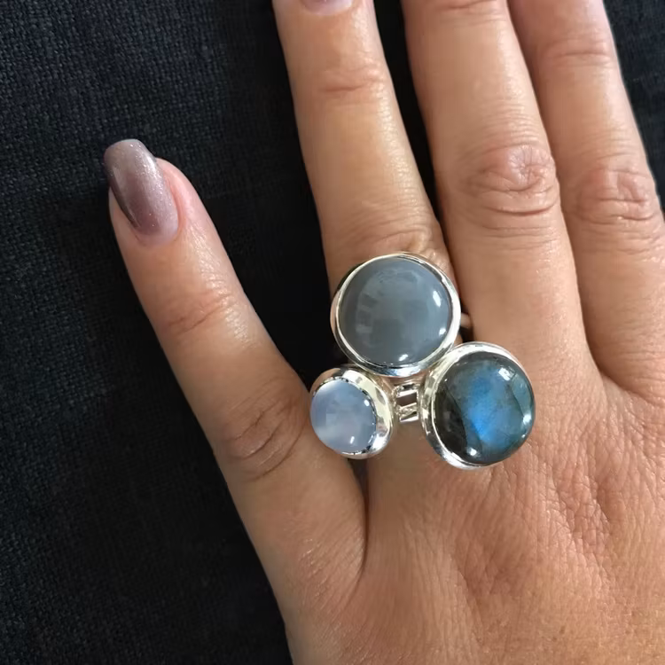 Silverringar med naturliga stenar, mixa och matcha. Silver rings with natural stones, mix and match.