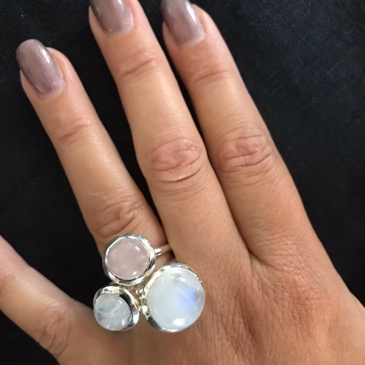 Silverringar med naturliga stenar, mixa och matcha. Silver rings with natural stones, mix and match.